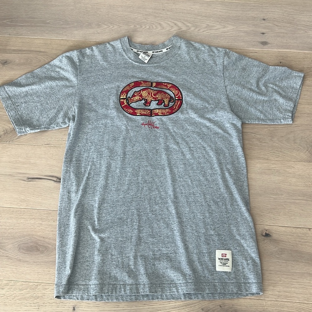Ecko Unltd. Classic T-Shirt Grey Puffy Rhino Men's Size Large Logo Streetwear